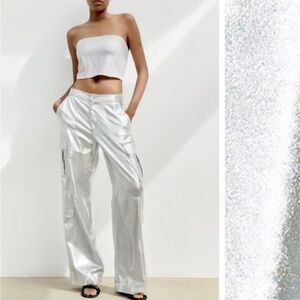 Zara TRF Silver Cargo Pants